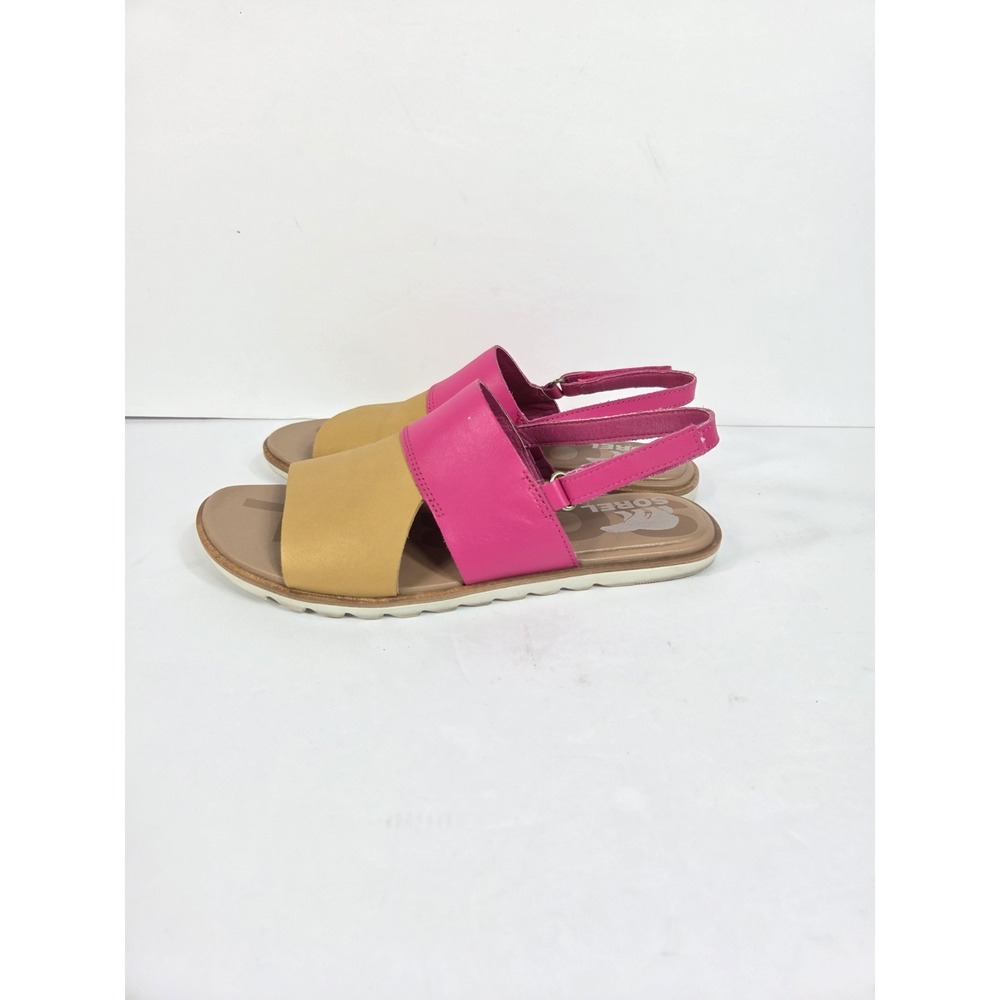 Sorel Leather Ella Slingback Sandals in Pink Tan Women Sz 7.5 M